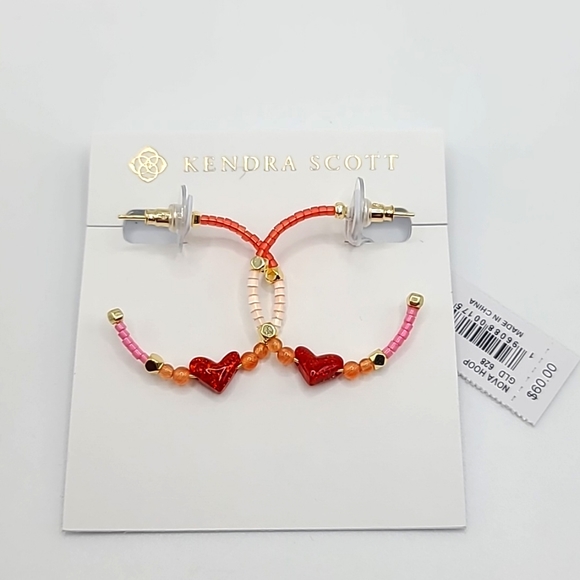 Kendra Scott Jewelry - Kendra Scott Nova Heart Red Kyocera Opal Hoop Earrings